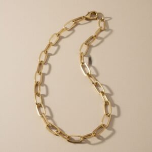 Collar Aurea Forte  Eslabón Ovalados Grande Chapa de Oro 22 K