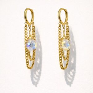 Aretes arracada "Milano Stella " Cadena y  Piedra Natural