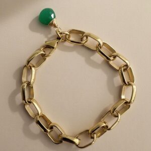 Pulsera "Link Esmerald"Eslabones Ovalados Chapa de Oro 22
