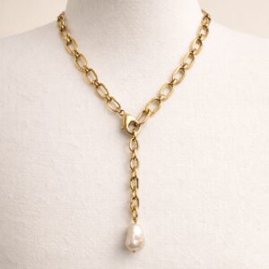 Collar Dual "Elegance Convertible": 2 Piezas en 1 Perla Barroca y Chapa de Oro 22K