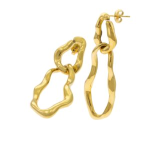 Aretes Largos Ondulados Entrelazados  Acero Inoxidable