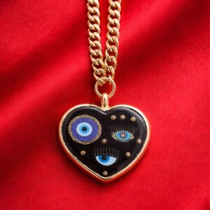 Collar Ojo Cosmico   "Chapa de Oro 22 K y Dije de Corazón Cosmico
