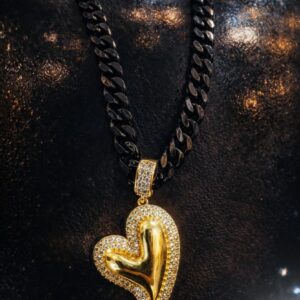 Collar Corazón Noir Gun Metal