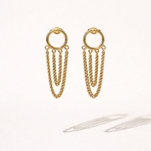 Arracadas "Milano doré" Aretes arracada Doradas colgantes de cadena" Chapa de Oro 22 K