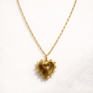 Collar "Sacread Heart"Cadena de Chapa de Oro 22k