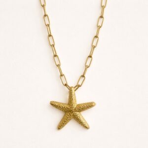 Collar Stella Marina Chain Cadena  Chapa Oro  de 22k