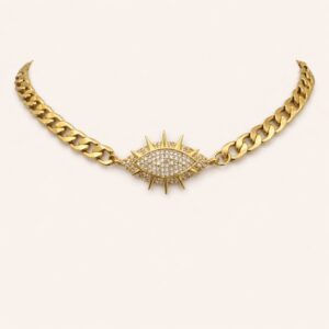 Glow Guardian Necklace Collar Cadena Chapa de Oro 22 K con dije de Ojo