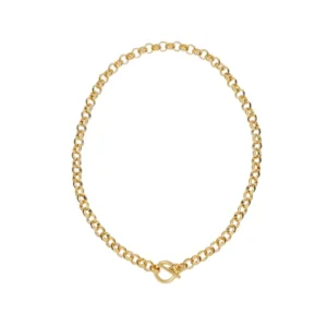Collar Atenea de Cadena Gruesa Chapa de Oro 22k con Broche Tipo T