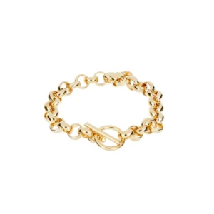 Pulsera  Atenea de Cadena Gruesa Chapa de Oro 22k con Broche Tipo T