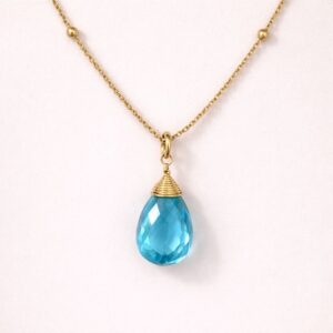  Collar Elemental de Piedra Natural Blue Topaz  y Chapa de Oro 22 k |CIANNA
