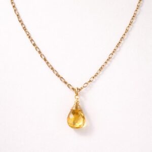  Collar Elemental de Piedra Natural Citrino y Chapa de Oro 22 k |CIANNA