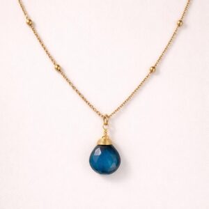  Collar Elemental de Piedra Natural London Blue y Chapa de Oro 22 k |CIANNA