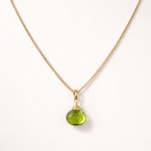  Collar Elemental de Piedra Natural Peridoto y Chapa de Oro 22 k |CIANNA