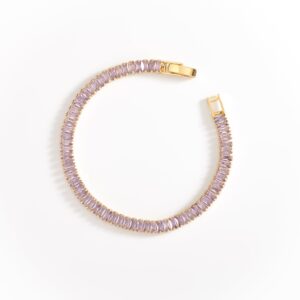 Pulsera  Aura Lavanda Tipo Tennis con Zirconias Color Lavanda Chapa de Oro 22k