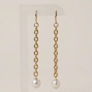 Aretes Perla Drop -Aretes Chapa de Oro 22K con Perla Natural