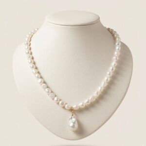 Collar Perla Barroca Nacre – Collar Perlas Naturales con Dije de Perla Barroca tornasol