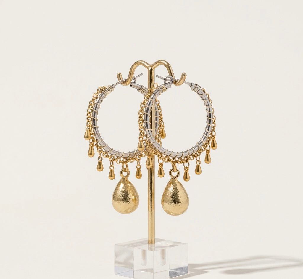 Aretes tipo arracadas "Isola Doré" en Plata Vermeil 18k - Image 2