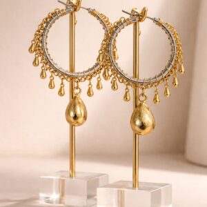 Aretes tipo arracadas "Isola Doré" en Plata Vermeil 18k