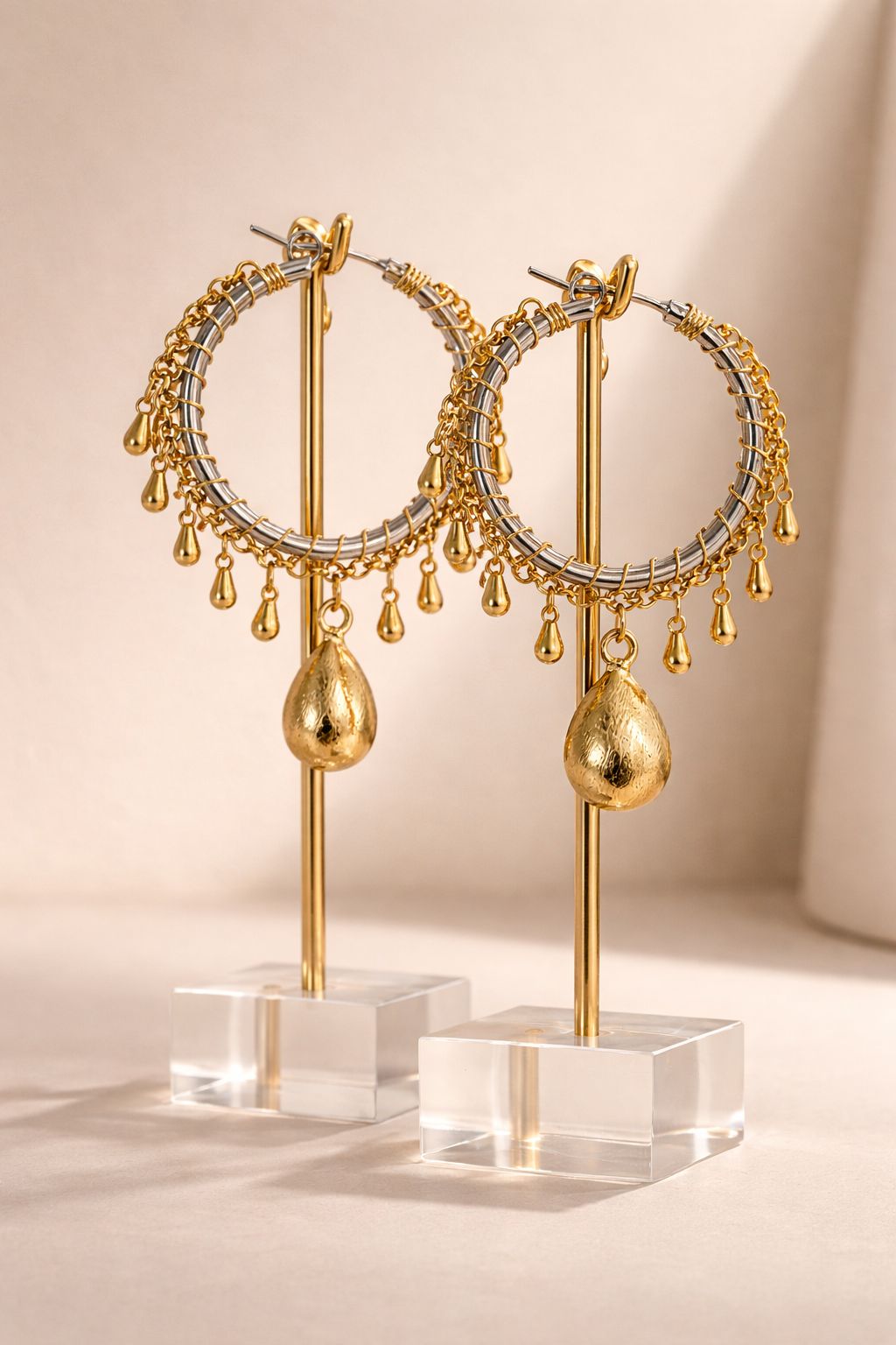 Aretes tipo arracadas "Isola Doré" en Plata Vermeil 18k