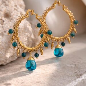 Arracadas CIANNA Gemas "Isola" Arracadas de Piedra Natural Blue Topaz