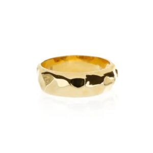 Anillo Textura Solar Facetado Chico  Chapa de Oro 22 k