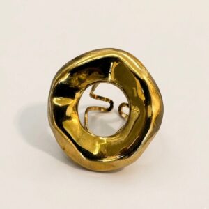 Anillo Orgánico Redondo Dorado Acero Inoxidable Ajustable