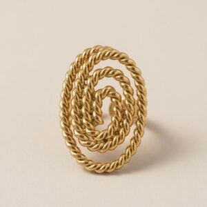 Anillo Espiral Oval  Dorado Acero Inoxidable Ajustable