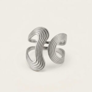 Anillo Ondas Dobles Acero Inoxidable