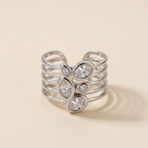 Anillo Multi aro con Zirconias Acero Inoxidable Ajustable