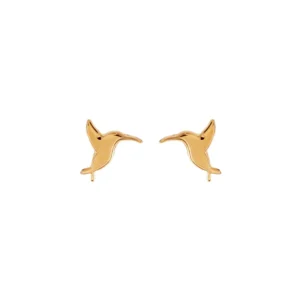 Aretes Broquel Dorado de Colibrí “Susurro de Colibrí” – Chapa de Oro 22k