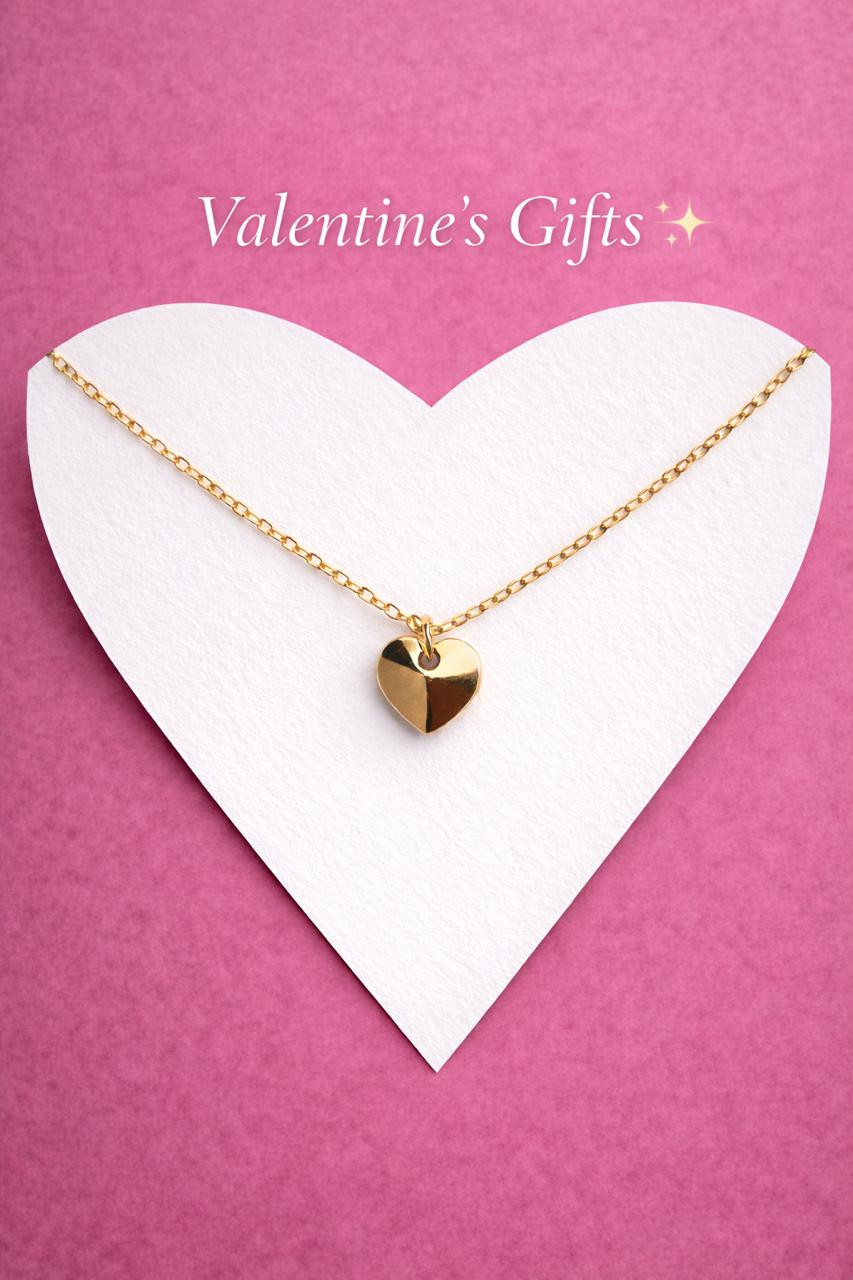 Cadena "Corazon Inflado" Collar de Corazón en Chapa de Oro 22K – Collar Delicado Elegante para Regalo