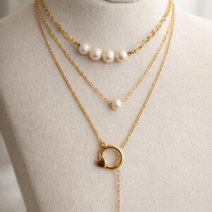 Collar Perla Esencial  -Collar Perla Natural Minimalista en Chapa de Oro 22K | CIANNA