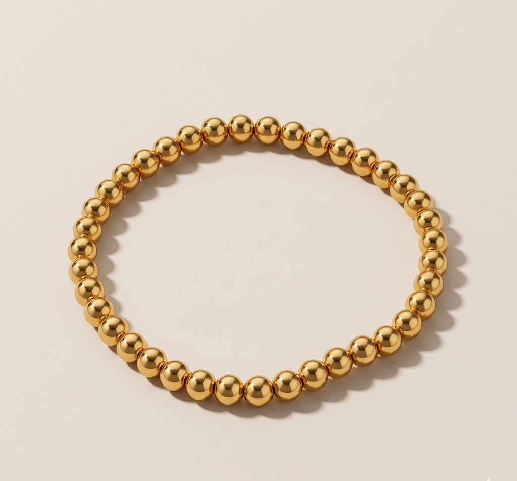 Pulsera "Esferas Clasicas"Pulsera de Balines en Chapa de Oro 22K – Pulsera Minimalista Elegante y Atemporal