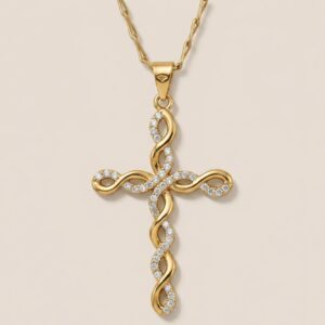 Collar Cruz Divine en Chapa de Oro 22k con Zirconias marca Cianna