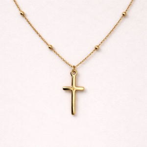 Collar Cruz Chapa de Oro 22k artesanal marca Cianna.