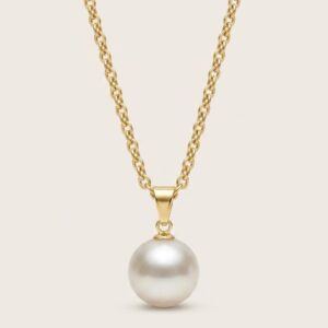 Collar Esfera de Luz con dije de perla natural y cadena de chapa de oro 22k joyería Cianna.